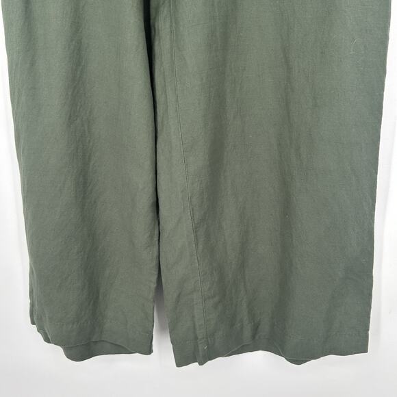 LOFT Tall Breezy Wide Leg Pants Cropped Linen Blend Olive Green Size LT Tall - Picture 5 of 10